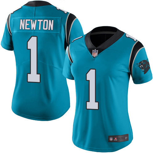 Carolina Panthers Limited Blue Women Cam Newton Jersey NFL Football 1 Rush Vapor Untouchable